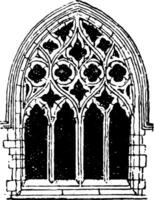 Small Gothic Window Tracery, during the fourteenth century,  vintage engraving. vector