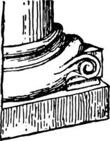 Column Base fillets vintage engraving. vector