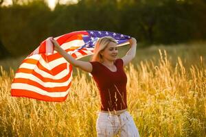 Beautiful Young Woman with USA Flag photo