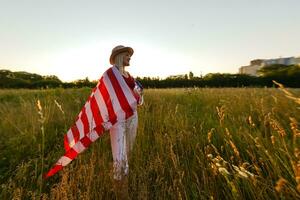 hermosa joven mujer con Estados Unidos bandera foto