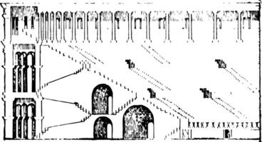 anfiteatro central actuación zona Clásico grabado. vector