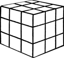 Froebel's divided cube or  twenty-seven smaller cubes, vintage engraving. vector