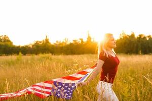 Beautiful Young Woman with USA Flag photo
