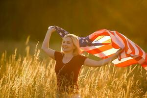 Beautiful Young Woman with USA Flag photo