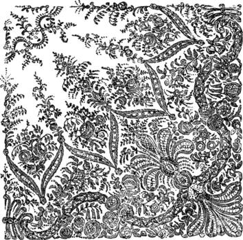 cordón chal estaba hecho utilizando un arribista bobina red máquina Clásico grabado. vector