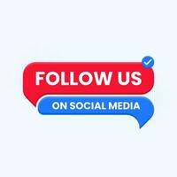 follow us on social media banner design label clipart vector