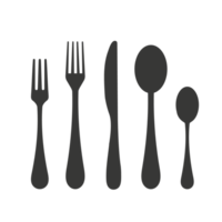 bestick gaffel och silhuett ikon. isolerat objekt. png