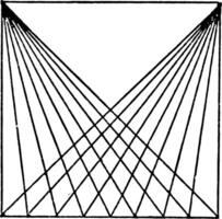 dibujo diagonal líneas con t cuadrícula y triángulo, divisor el papel dentro cuadrícula, Clásico grabado. vector