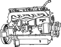 Building an Automobile Step 09 is Electric Generator, vintage illustration. vector