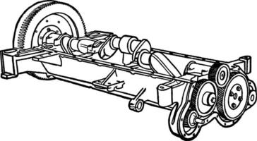 Building an Automobile Step 04 is Cogwheels, vintage illustration. vector