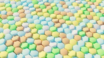 colorful Honeycomb patterned panels in hexagonal shape, background, abstract patterns, 3D render illustration photo