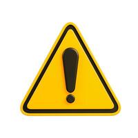 Realistic yellow-black triangle warning sign, beware danger, hot, symbol sign, front view, 3d rendering, illustration. photo