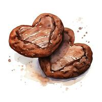 AI generated two chocolate cookies with hearts on them photo