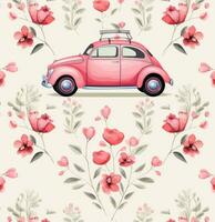 AI generated valentines day pink car photo