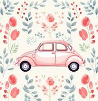 AI generated valentines day pink car photo