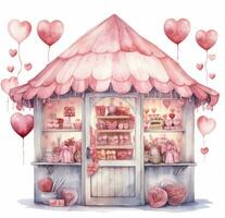 AI generated the valentine store with hearts and candy photo