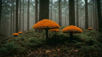 AI generated Illustrate the symbiotic relationship between cold-resistant fungi and trees in a winter forest. photo