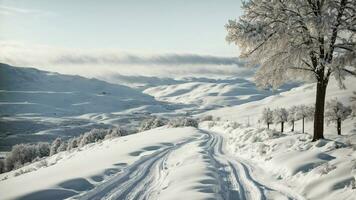 AI generated Detail the cultural significance of a pure white winter landscape in different societies. photo