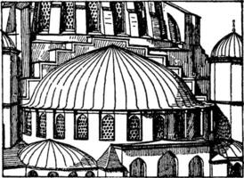 Suleimani MosqueApse, semi-dome,  vintage engraving. vector