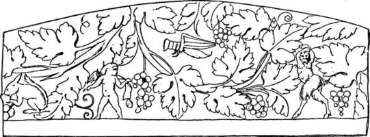 Scroll Ornament Vine is a Roman relief design, vintage engraving. vector