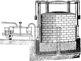 Gasometer vintage illustration. vector