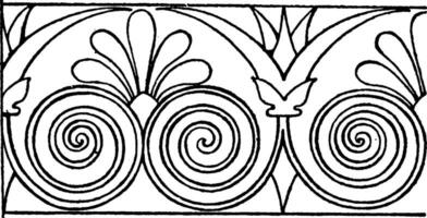 Greek Hydria Link Border is a scroll design of leaves connected like a chain, vintage engraving. vector