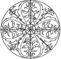 Renaissance Circular Panel is a bas-relief design, vintage engraving. vector