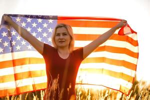 Beautiful Young Woman with USA Flag photo