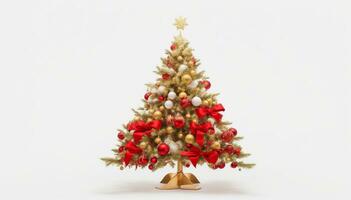ai generado un Navidad árbol es mostrado en un blanco antecedentes foto