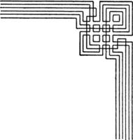 ángulo frontera entrelazamiento banda es repetido en un serpenteante forma, Clásico grabado. vector