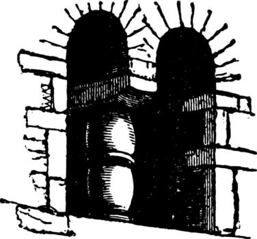 Saxon Architecture Window, extremely simple,  vintage engraving. vector