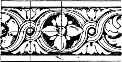 Louvre Torus Moulding, circular moldings,  vintage engraving. vector