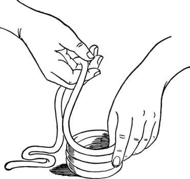 Modeling a clay container is a pair of hands forming a long section of rolled clay, vintage engraving. vector