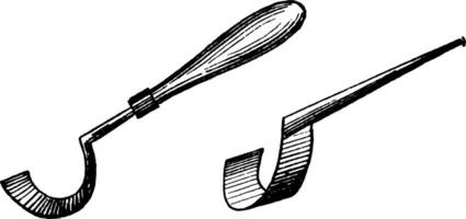Scauper is a engraver's tool used to scoop out broad areas, vintage engraving. vector