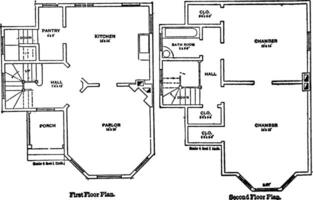 The Bennett Floor Plans,  Coleman Homes Countryside Collection, vintage engraving. vector