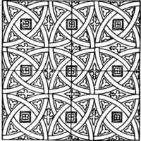 Medieval Tile Circle Pattern is a stained glass design, vintage engraving. vector