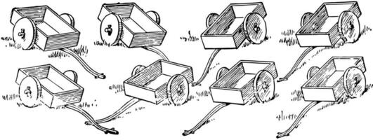 Eight Wagons, vintage illustration vector