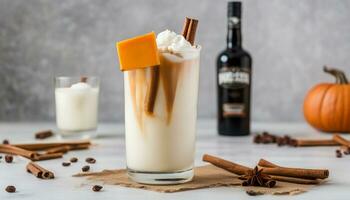 AI generated Pumpkin Spice White Russian Cocktail with Vodka photo