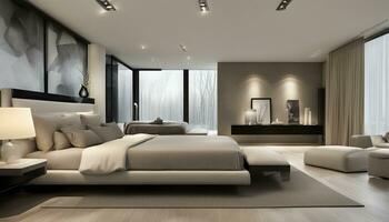 AI generated Interior design Big modern Bedroom photo