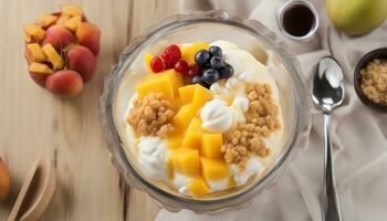 AI generated Bingsu Mango Cheese - Korean Dessert photo