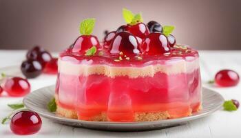 AI generated Delicious jelly cake isolated on white photo