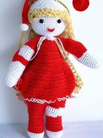 AI generated Crochet christmas doll generated ai photo