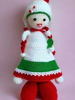 AI generated Crochet christmas doll generated ai photo