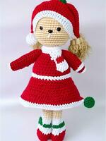 AI generated Crochet christmas doll generated ai photo
