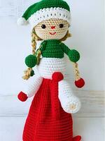 AI generated Crochet christmas doll generated ai photo