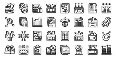 Cash Flow icons set outline vector. Refund cycle money vector