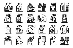 Hair Spray icons set outline vector. Aerosol hair bottle vector