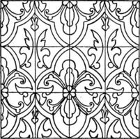 Renaissance Enamel Pattern are filled into colored glass paste, vintage engraving. vector