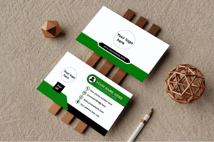 Modern business card template green black colors psd