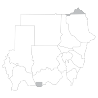 Sudan map. Map of Sudan in administrative states in white color png